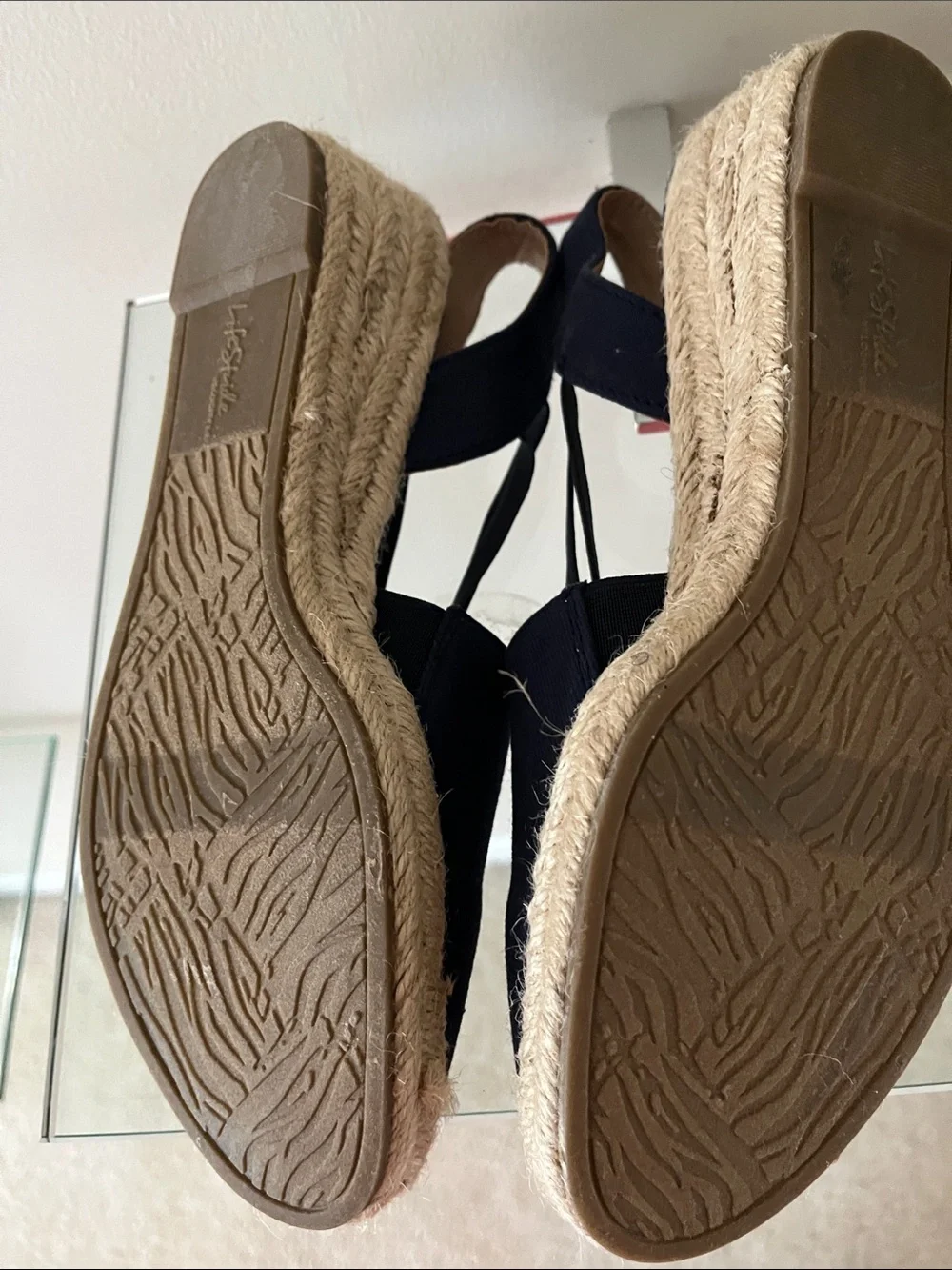 Life Stride Navy Canvas Espadrille Slingbacks